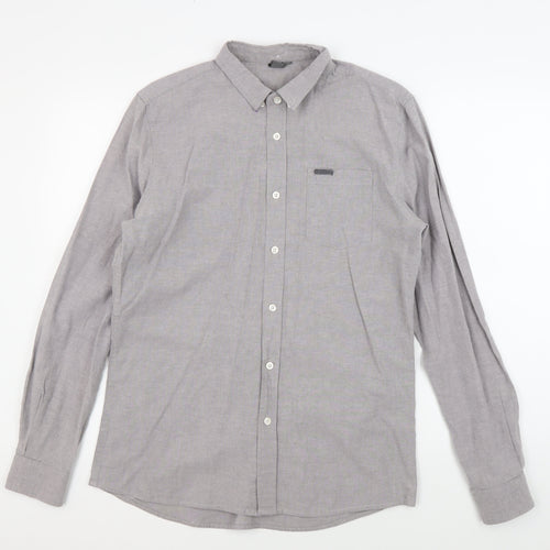 Firetrap Men's Grey Button-Up Shirt, M, Casual Style