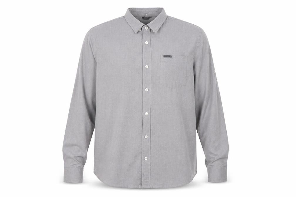 Front view of Firetrap Men's Grey Button-Up Shirt, M, Casual Style