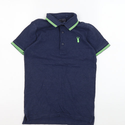 Next Boys Blue Polo Shirt - Size 10-11, Cotton Blend
