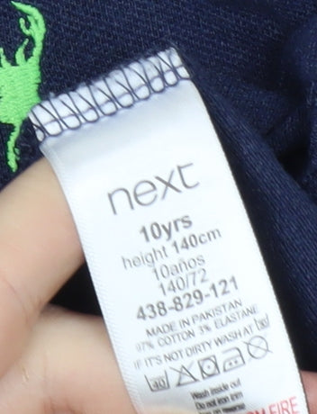 Next Boys Blue Polo Shirt - Size 10-11, Cotton Blend