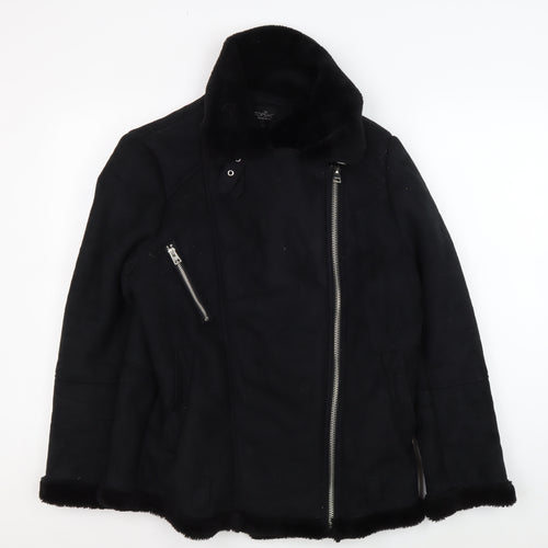 Topshop Women's Black Motorcycle Jacket, Size 10
