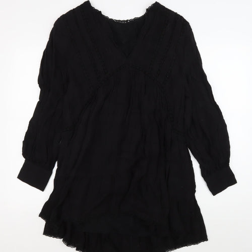 Zara Women's Black Viscose Dress, Size S, Long Sleeve