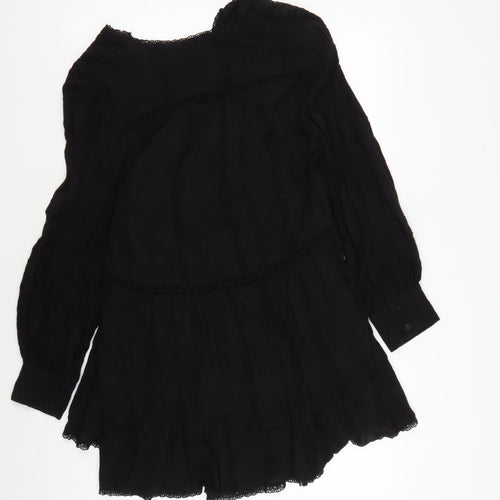 Zara Women's Black Viscose Dress, Size S, Long Sleeve
