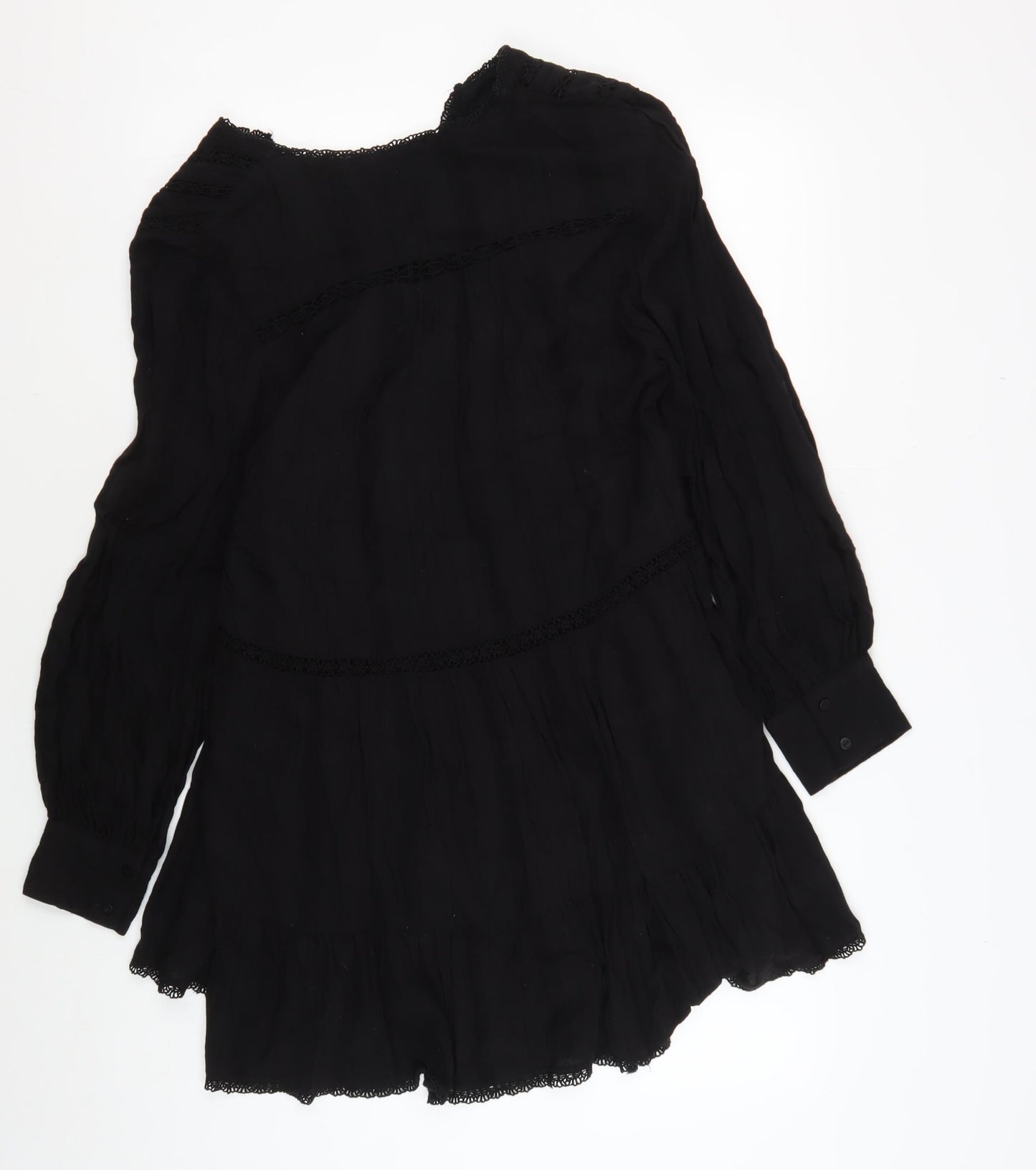 Zara Women's Black Viscose Dress, Size S, Long Sleeve