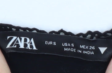 Zara Women's Black Viscose Dress, Size S, Long Sleeve