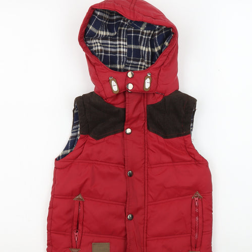 Rebel Boys Red Puffer Jacket 5-6 YRS Hooded Lined Winter Coat