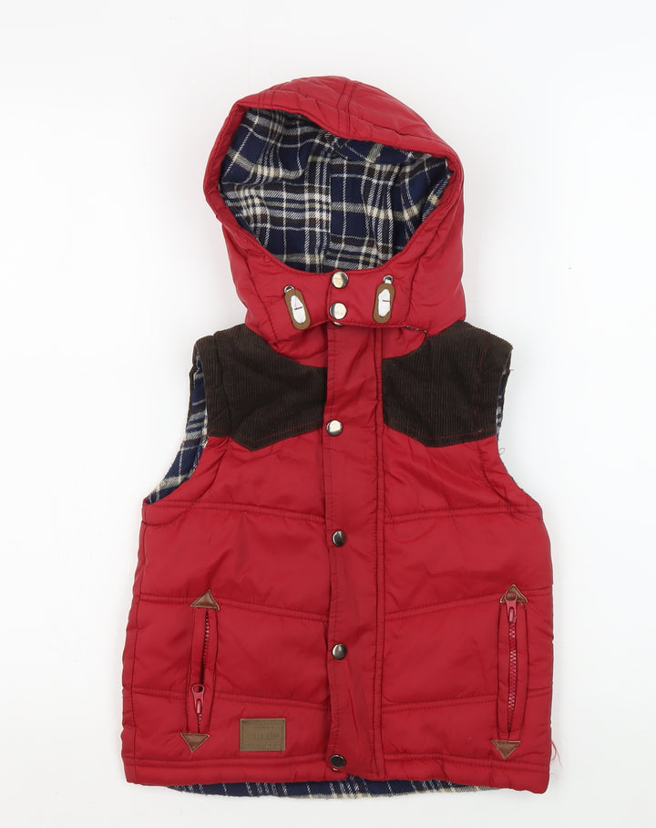 Rebel Boys Red Puffer Jacket 5-6 YRS Hooded Lined Winter Coat