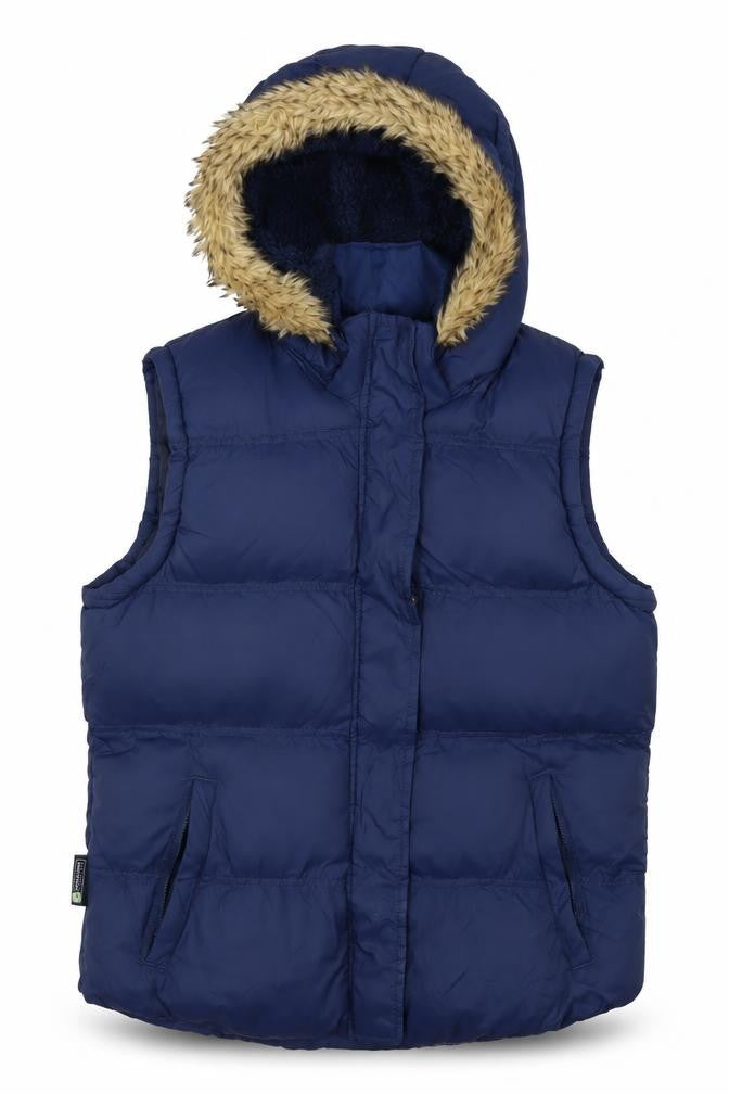 Front view of Mountain Essentials unisex blue puffer jacket 14