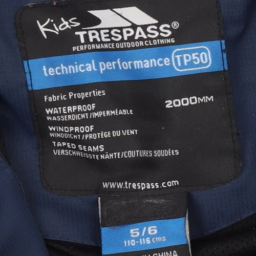 Trespass Boys Blue Puffer Jacket 5-6 Years Waterproof Hooded