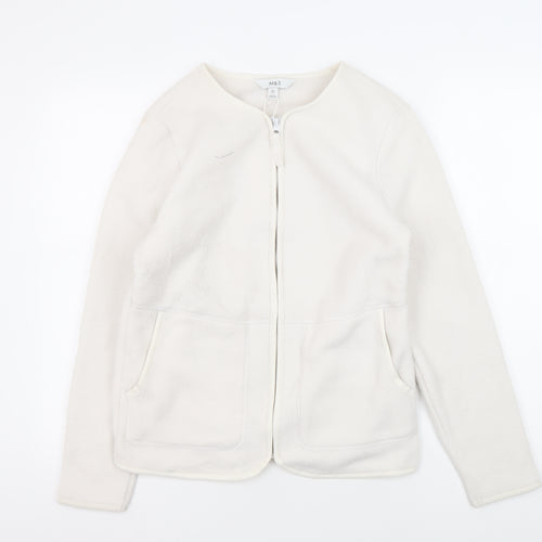 Marks and Spencer Women's White Fleece Jacket XS