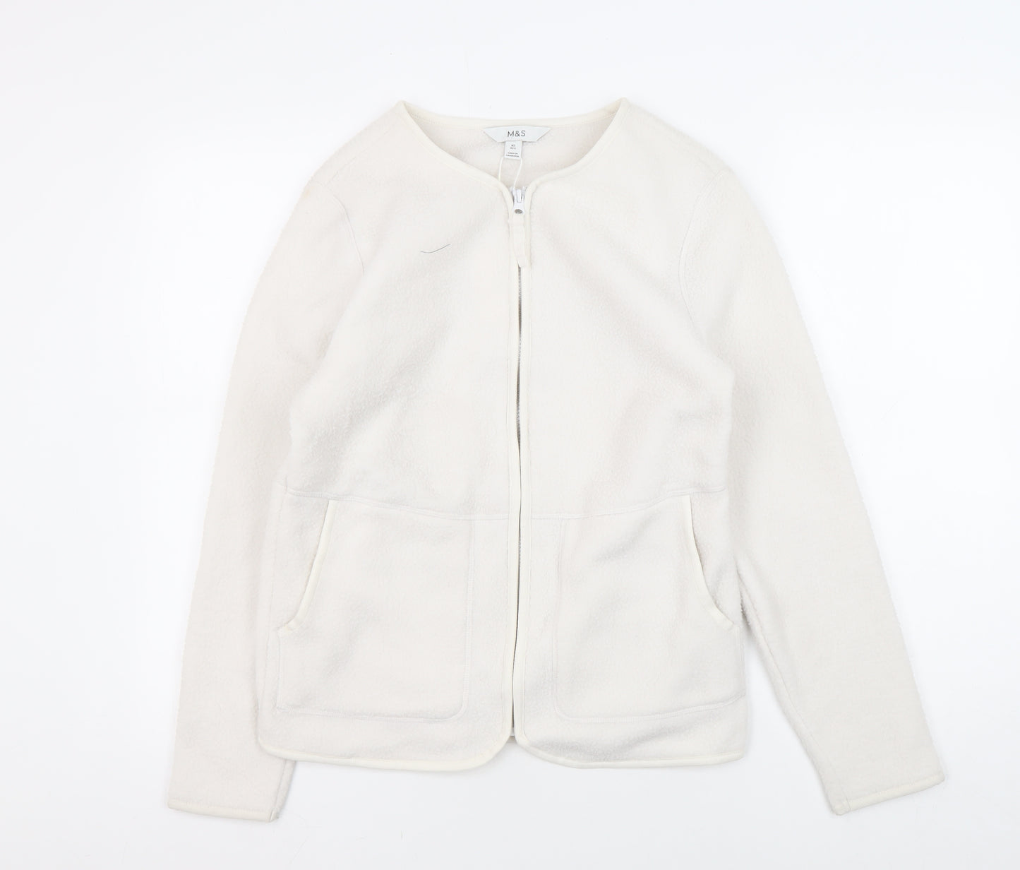 Marks and Spencer Women's White Fleece Jacket XS