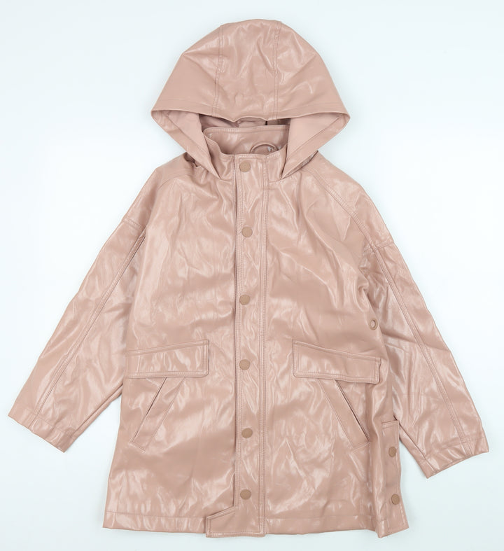 Zara Girls Pink Hooded Rain Coat Size 10 Years