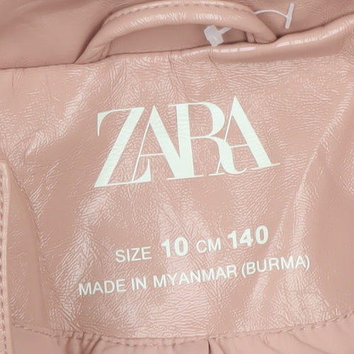 Zara Girls Pink Hooded Rain Coat Size 10 Years