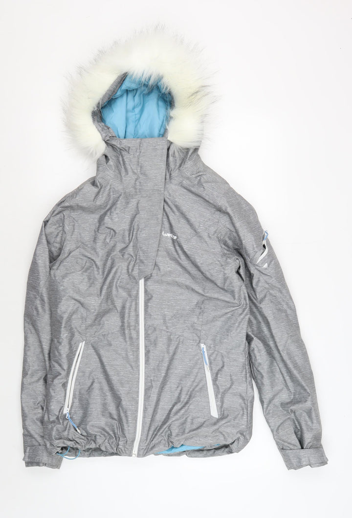 Decathlon Women's Grey Puffer Jacket S Waterproof