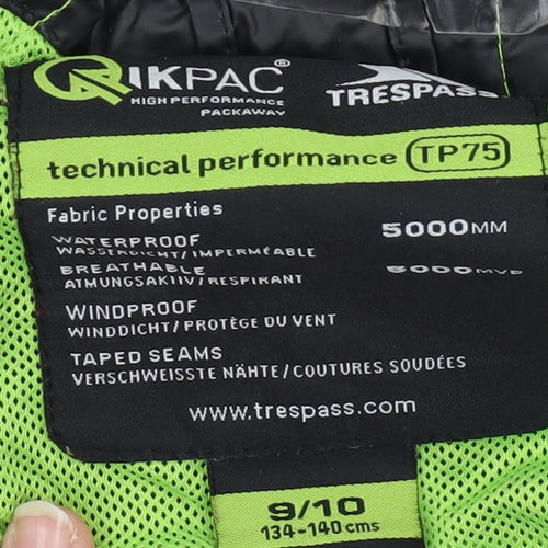 Trespass Boys Black Windbreaker Jacket, Size 9-10