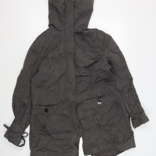 Dorothy Perkins Women's Grey Parka Size 16 with Fur Trim