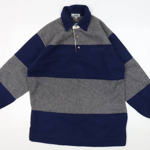 Le Shark Men's Blue Grey Striped Pullover Sweatshirt S