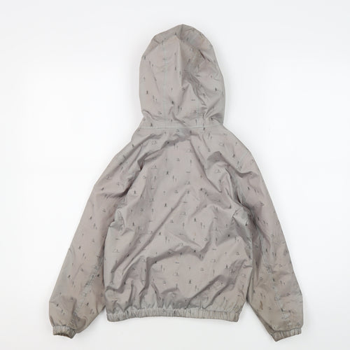 Decathlon Girls' Grey Rain Coat, Size 6, Hooded Outdoor Jacket