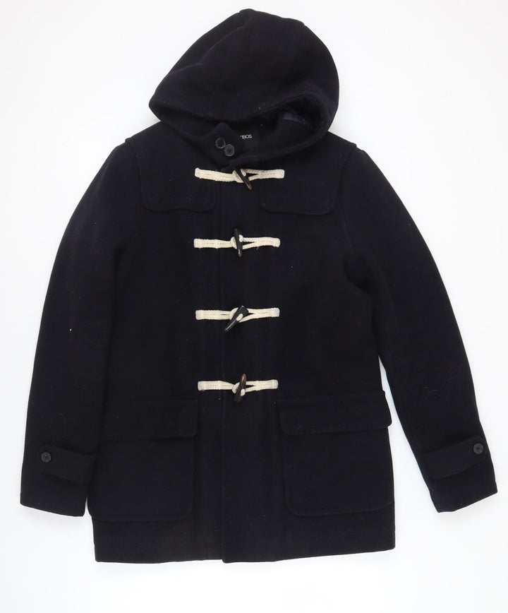 ASOS Unisex Black Duffle Coat with Hood, Size M