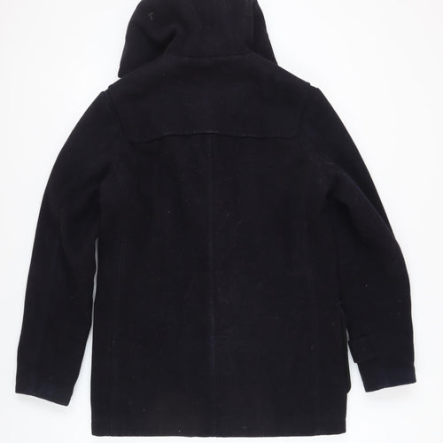 ASOS Unisex Black Duffle Coat with Hood, Size M