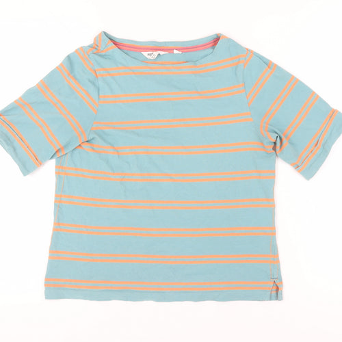 White Stuff Women's Blue Striped T-Shirt, Size 8
