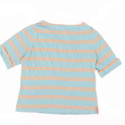 White Stuff Women's Blue Striped T-Shirt, Size 8