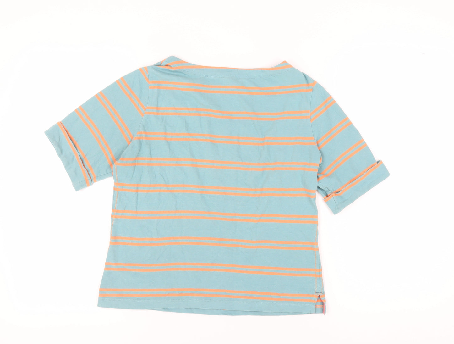 White Stuff Women's Blue Striped T-Shirt, Size 8