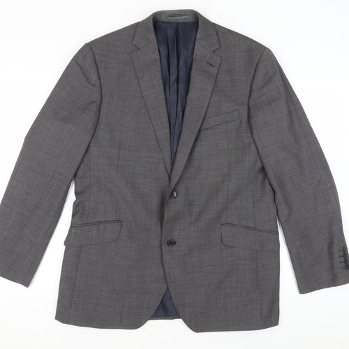 Austin Reed Men's Grey Single-Breasted Blazer 44R