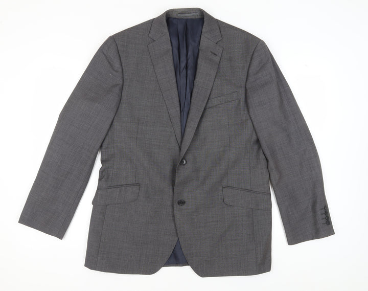 Austin Reed Men's Grey Single-Breasted Blazer 44R
