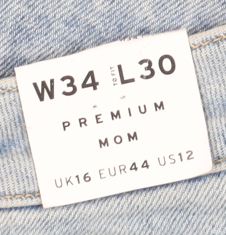 Topshop Women's Blue Mom Jeans Size 16 Classic Style