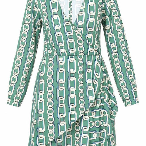 Zara Women's Green Wrap Dress, Size 16, Long Sleeve, Elegant