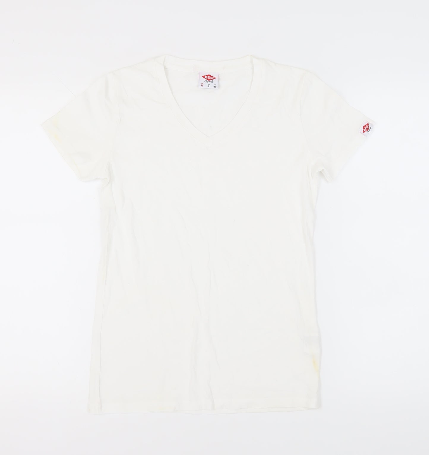 Lee Cooper Women's White V-Neck T-Shirt Size 12