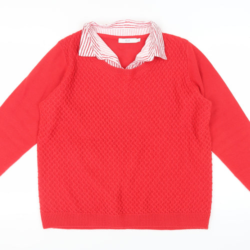 Isle Women's Red Large Cable Knit Jumper