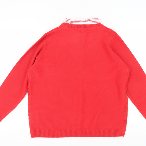 Isle Women's Red Large Cable Knit Jumper