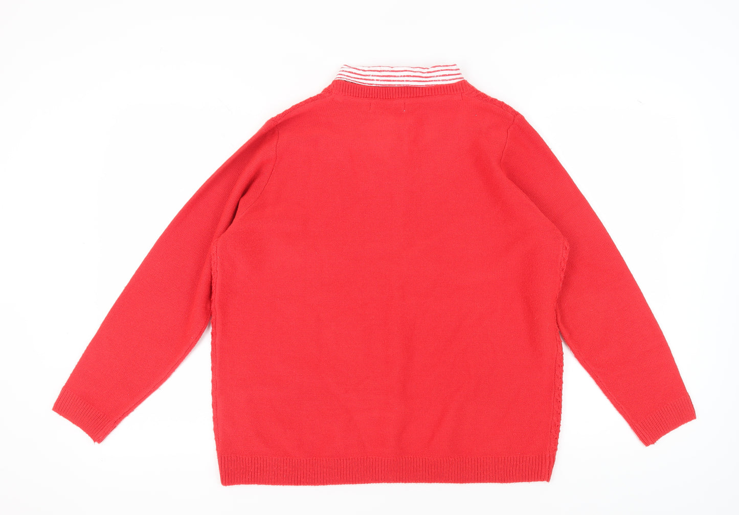Isle Women's Red Large Cable Knit Jumper