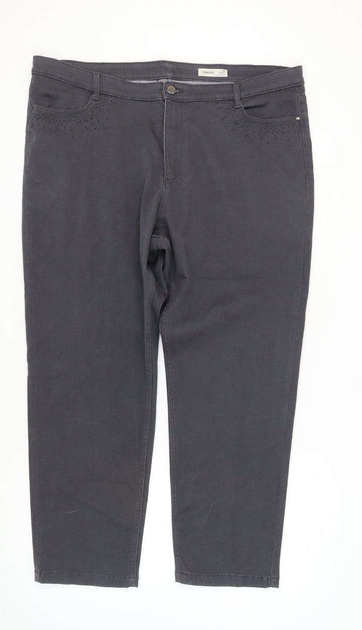 Marks & Spencer Women's Grey Straight Jeans, Size 24