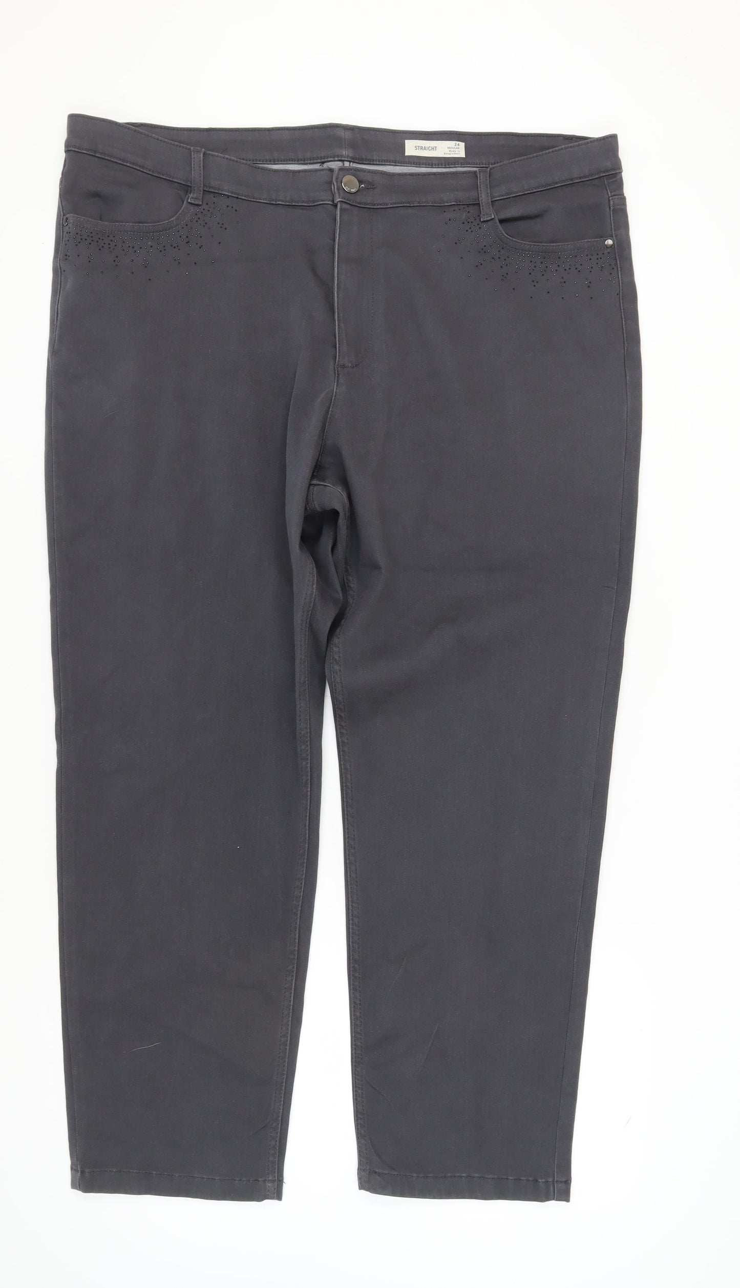 Marks & Spencer Women's Grey Straight Jeans, Size 24
