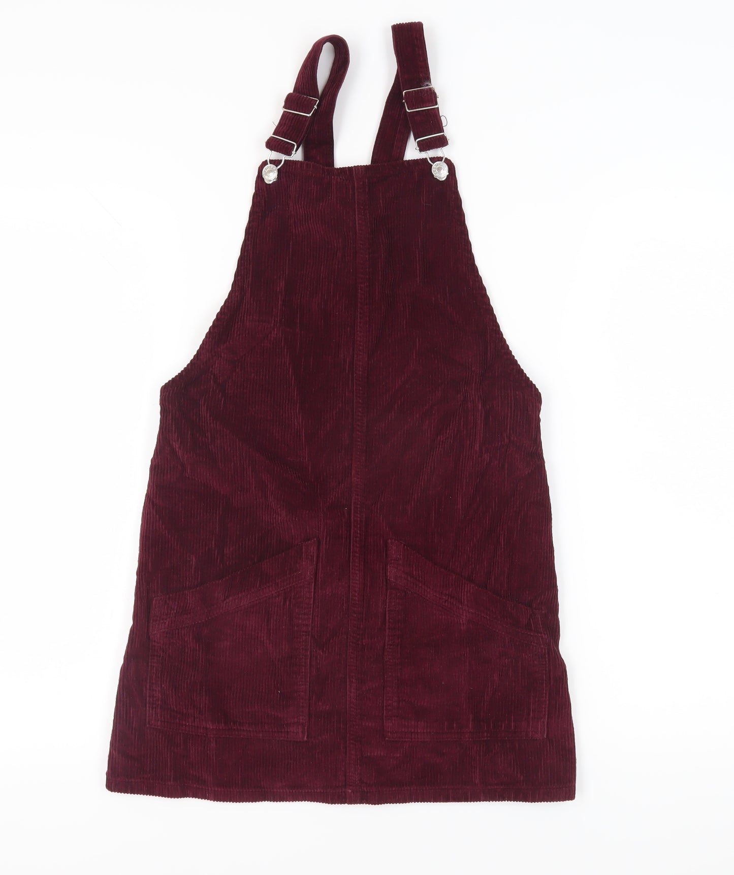 Topshop Women's Burgundy Corduroy Pinafore Dress Size 6