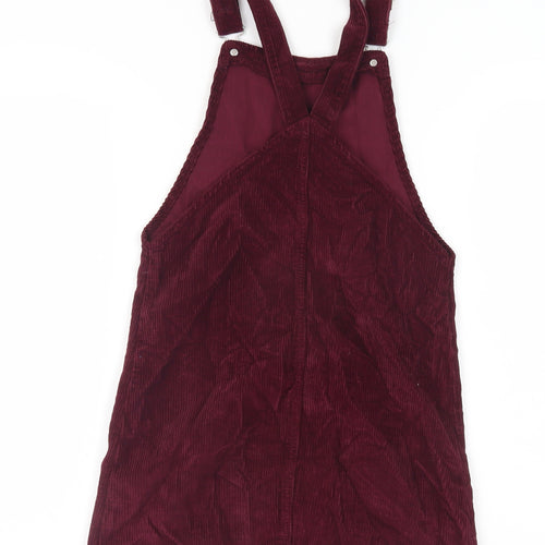 Topshop Women's Burgundy Corduroy Pinafore Dress Size 6