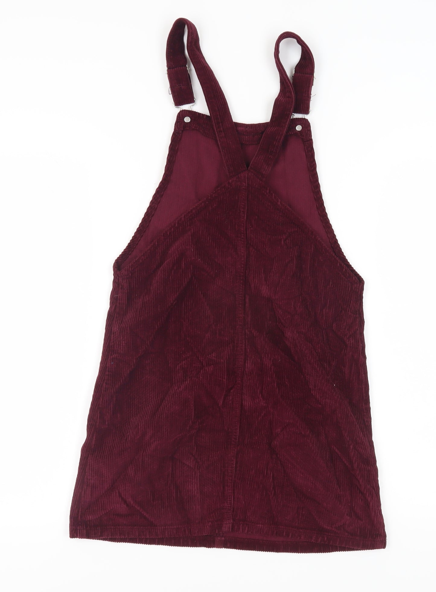 Topshop Women's Burgundy Corduroy Pinafore Dress Size 6