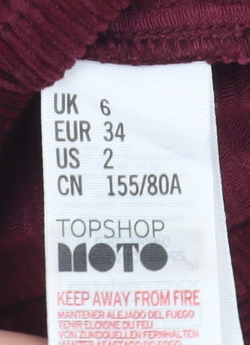 Topshop Women's Burgundy Corduroy Pinafore Dress Size 6