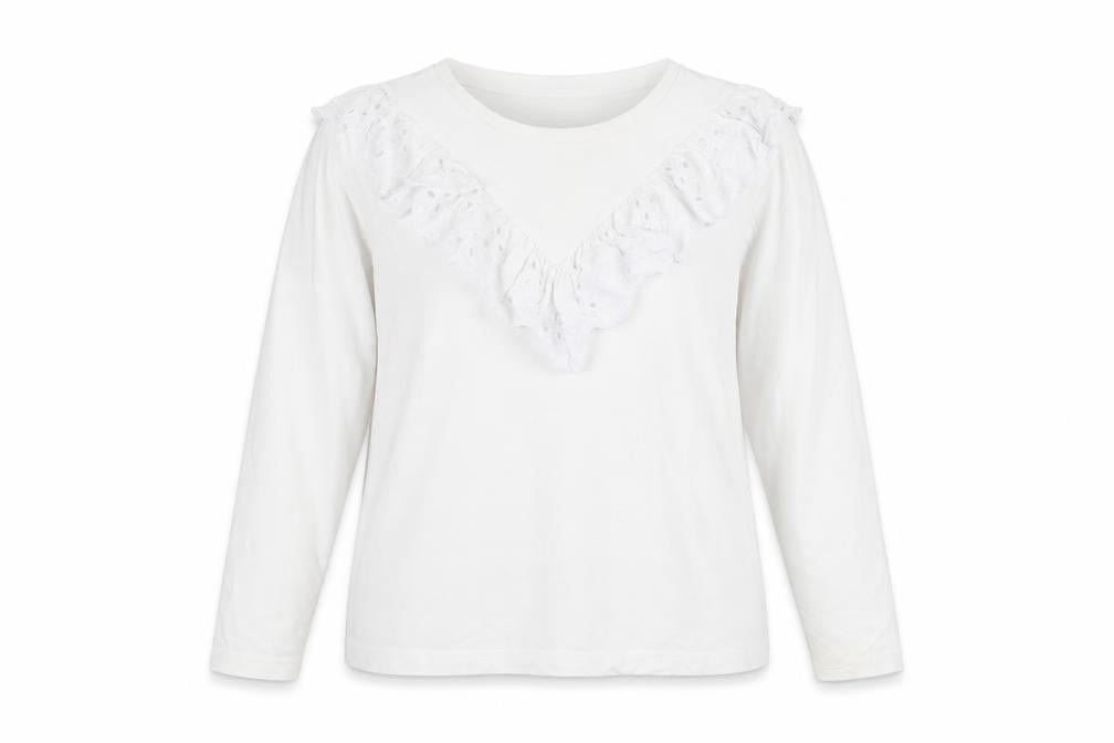 Front view of River Island Women's White Cotton Long Sleeve T-Shirt