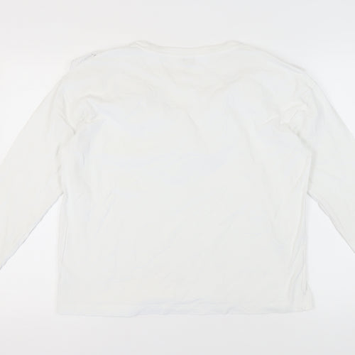 River Island Women's White Cotton Long Sleeve T-Shirt