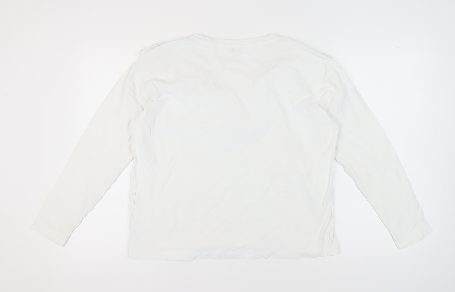 River Island Women's White Cotton Long Sleeve T-Shirt