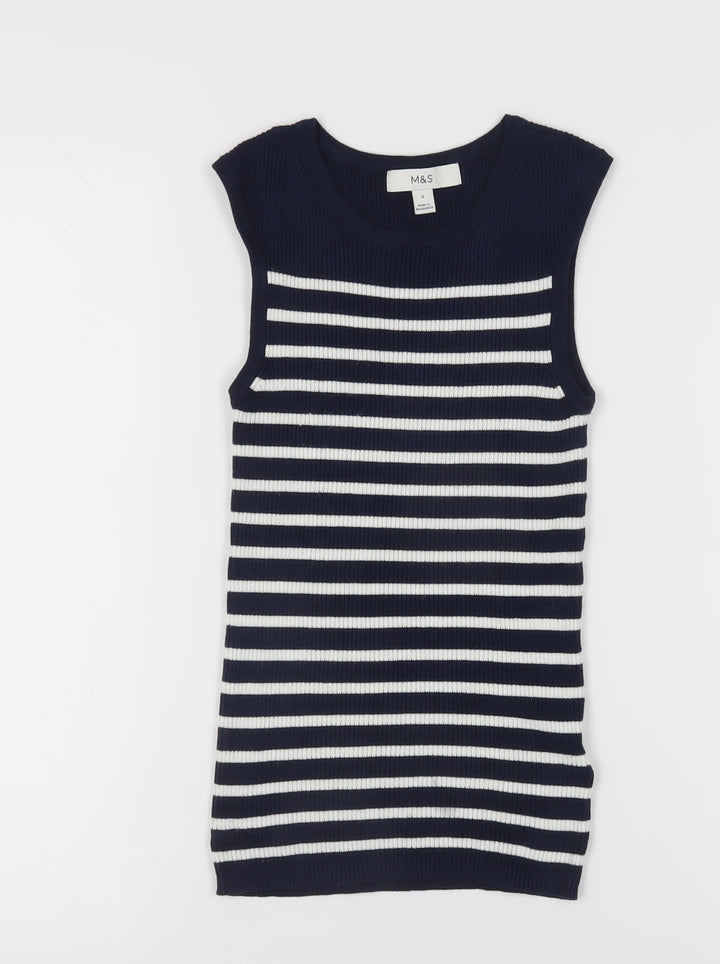 Marks and Spencer Women's Blue Striped Tank Top Size 8