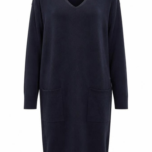 Next Women's Black Jumper Dress, Size 8, V-Neck, Knit, Pockets