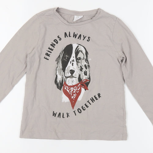 Zara Girls Grey Dalmatians Graphic Long Sleeve T-Shirt, Size 8