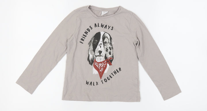 Zara Girls Grey Dalmatians Graphic Long Sleeve T-Shirt, Size 8