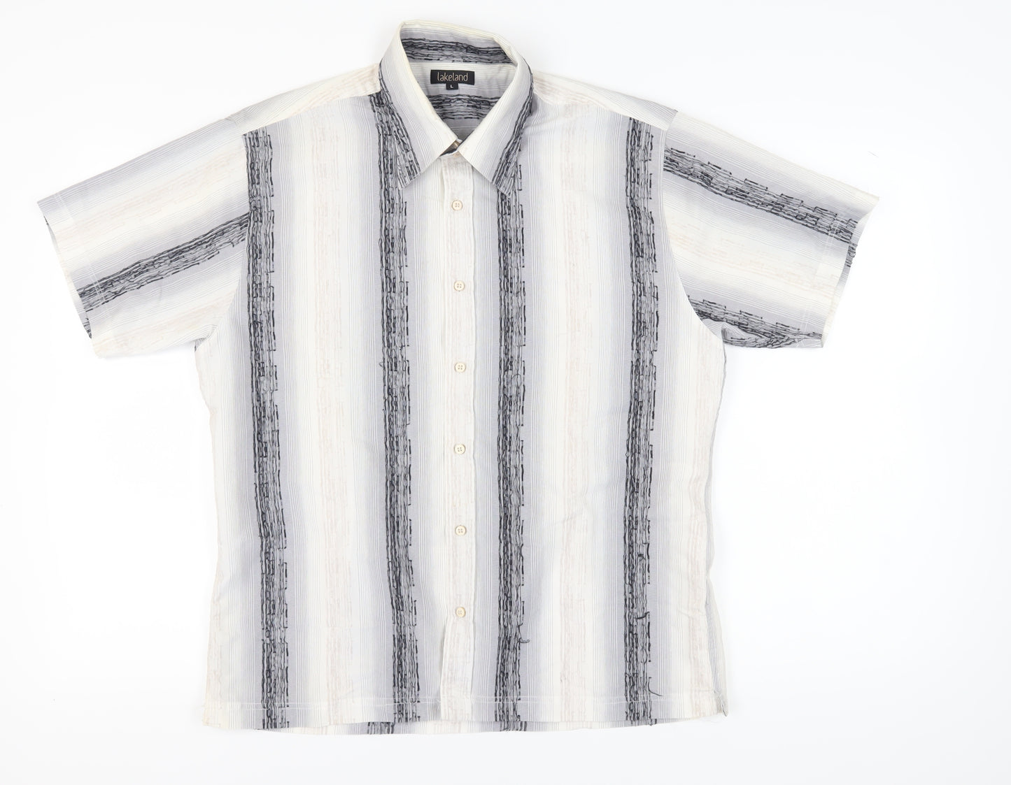 Lakeland Men's Multicoloured Striped Short Sleeve Shirt L