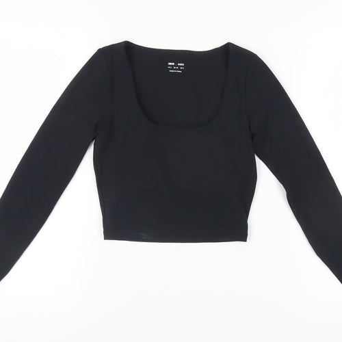 ASOS Women Black Cropped Long Sleeve Top UK 4